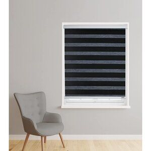 ShadesU 45"x72" Black Cordless Zebra Roller Shades - Light Filtering & Privacy